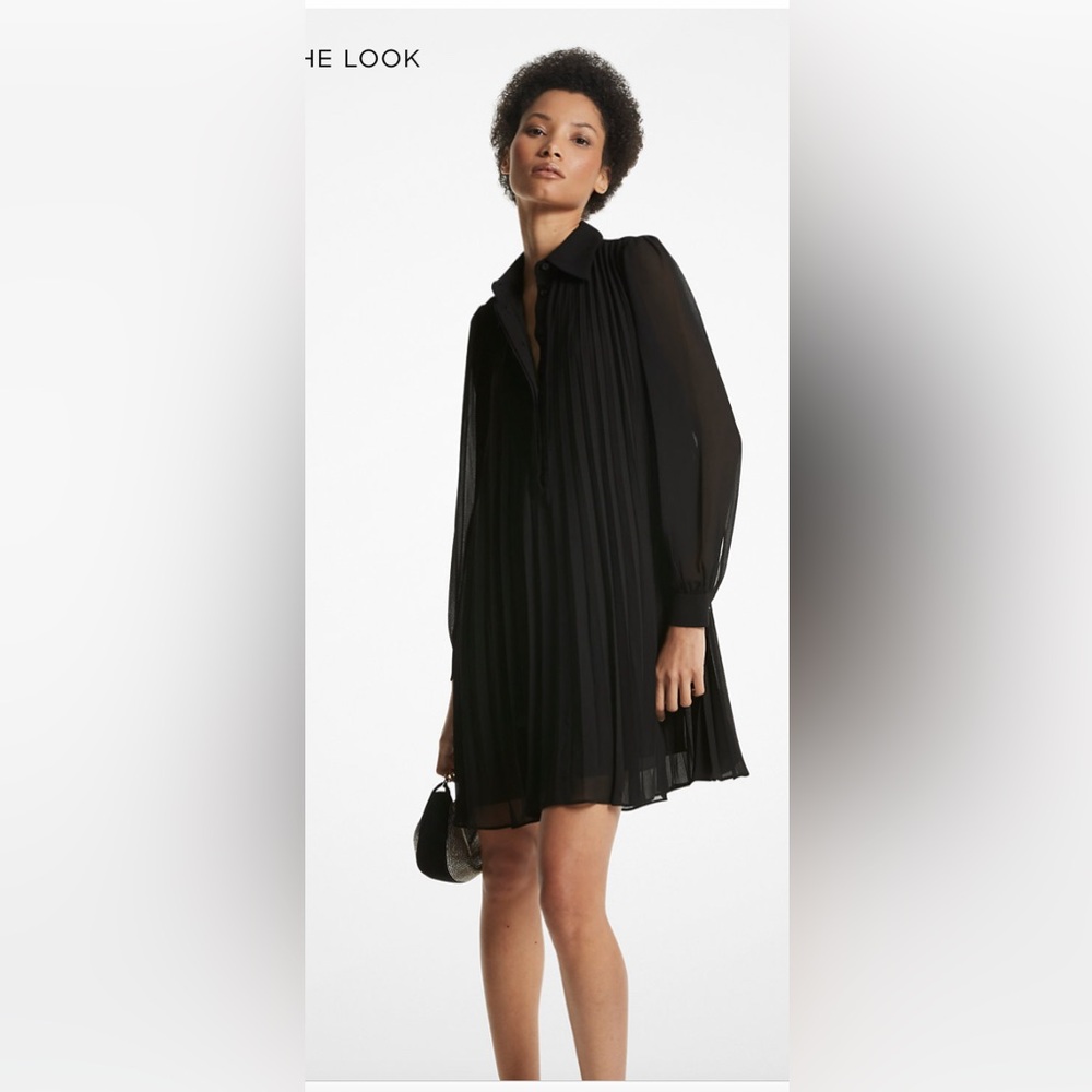 NWT - Michael Kors Georgette Pleated Shirt Dress